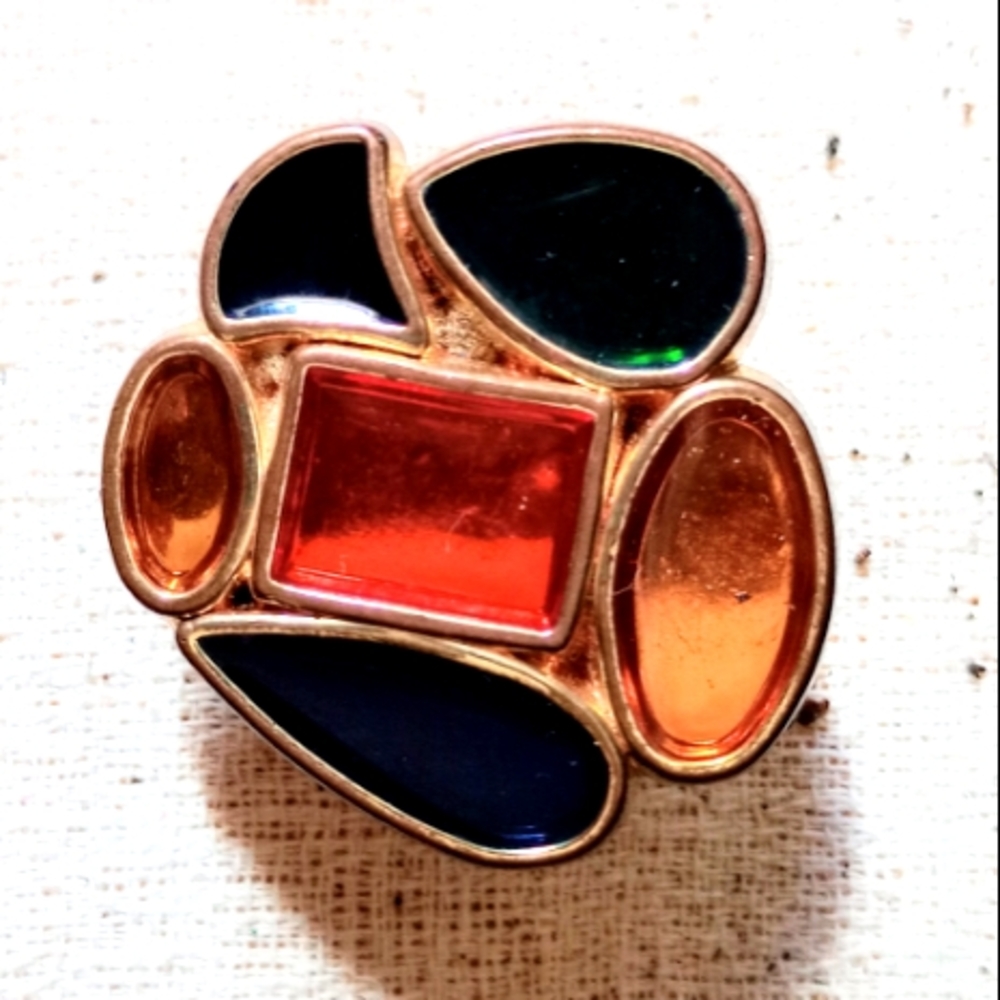 Vintage Up-Cycled Hand Crafted Geometric Costume Brooch / Pin